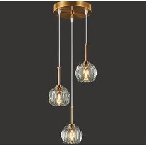 3-Light Pendant Light Fixture LED Gold Modern Adjustable Glass Globe Dining NEW